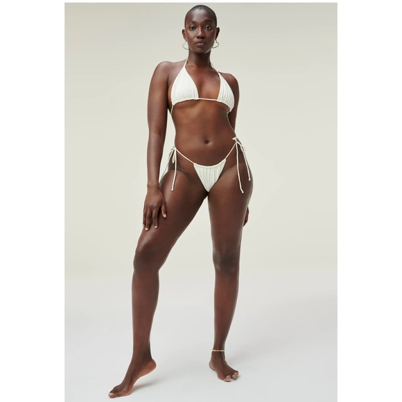 NWT Good American Tiny Ties Bikini Bottom in Ivory size 2 Med - Picture 4 of 9